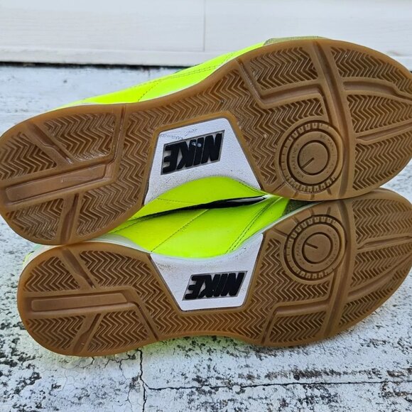 Nike Men Shoes Tiepmo Neon Green Sneaker Lace Up Leather Soccer Shoes Size 7.5 - Picture 9 of 11